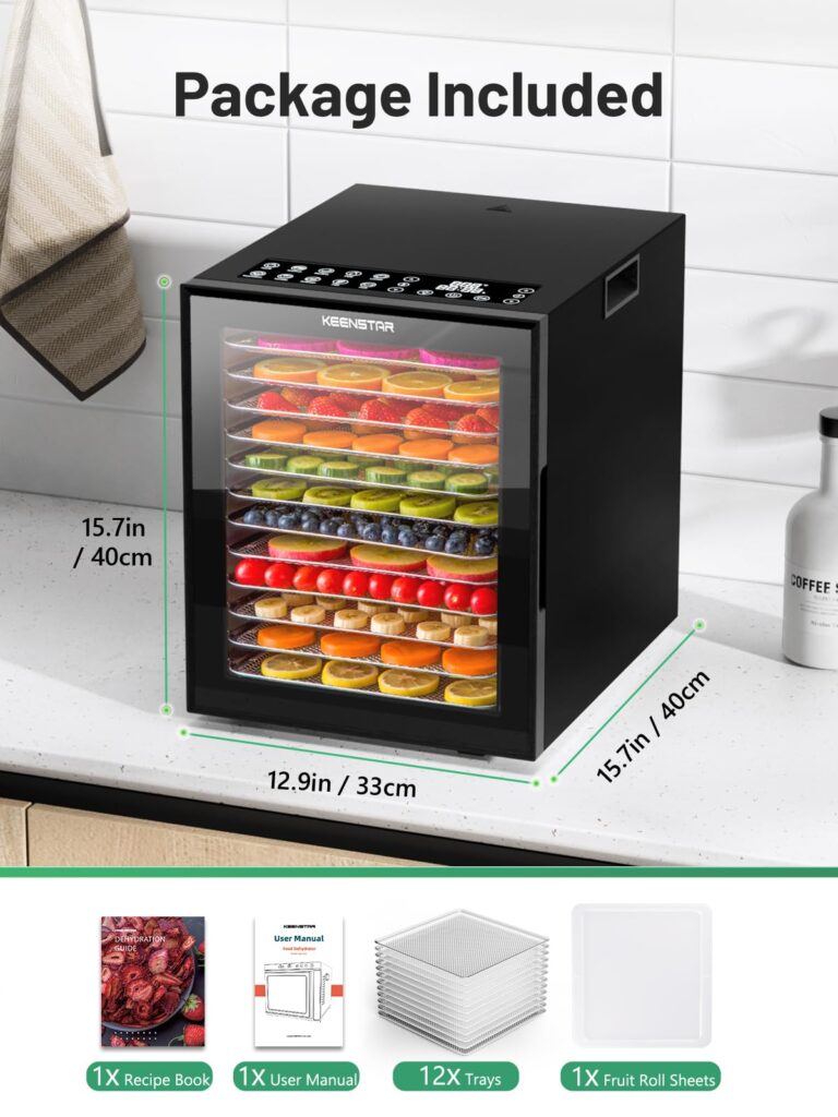 KEENSTAR Food Dehydrator for Jerky, 12 Stainless Steel Trays, 10 Presets, 165℉ Temperature Control, 48H Timer, 850W Dryer Machine for Dog Treats, Herb, Veggies, Meat, Fruit - Image 3