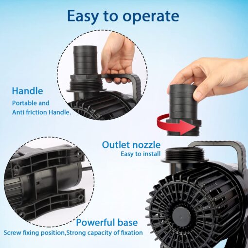 WaterRebirth (8600GPH 520W, UL listed) High Flow Submersible Water Fountain Aquarium Sump Pond Electric Waterfall Pump PS-8600 - Image 8