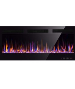 Xbeauty 36" Electric Fireplace in-Wall Recessed and Wall Mounted 1500W Fireplace Heater and Linear Fireplace with Timer/Multicolor Flames/Touch Screen/Remote Control Black