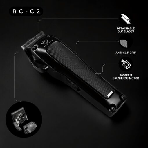 Royal Clips Hair and Beard Fade Kit 2.0 – Professional Clipper, Trimmer & Foil Shaver Bundle for Men, Complete Haircut Set for Barbers, Home Use & Grooming – 5-Hour Battery, 10pcs Limit Combs - Black - Image 5