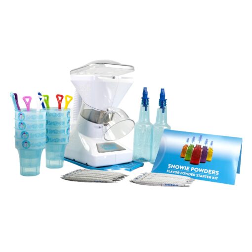 SNOWIE - Little Snowie Max Snow Cone Machine - Premium Shaved Ice Maker, with Powder Sticks Syrup Mix, Premium Kit, White