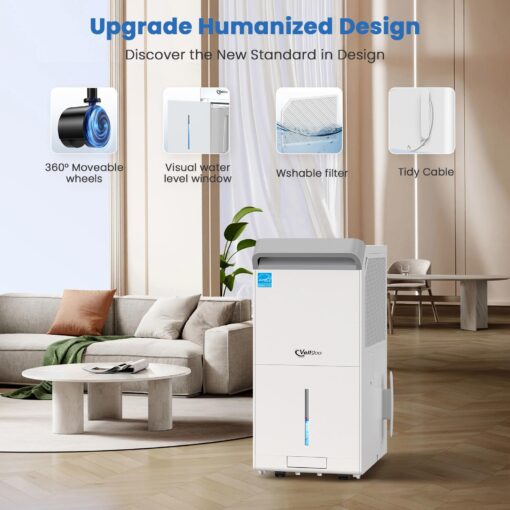 Vellgoo 4,000 Sq.Ft Most Efficient Energy Star 2024 dehumidifier for Basement, 50 Pint 2024 DOE Dehumidifiers for Home Large Room, Intelligent Humidity Control - Image 6