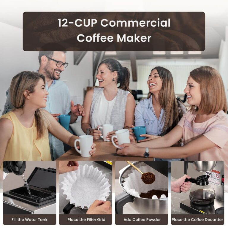 SYBO 12-Cup Commercial Coffee Maker, Pour Over Drip Coffee Maker Brewer with 3 Lower Warmers and 3 Glass Decanters, Stainless Steel Cafetera - Image 3