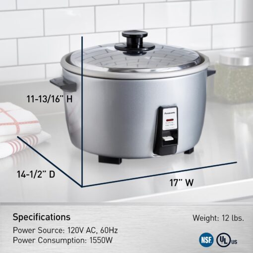 Panasonic Commercial Rice Cooker, Large Capacity 46-Cup (Cooked), 23-Cup (Uncooked) with One-Touch Operation and 8-Hour Keep Warm - SR-42HZP - Silver - Image 2