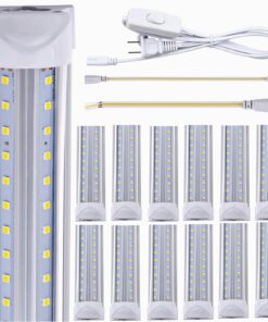 douyidou (12-Pack) 8ft LED Shop Light Fixture, 100W 15000LM 6000K, Cold White, V Shape, Clear Cover, Hight Output, Linkable Shop Lights, T8 LED Tube Lights for Garage 8 Foot with Plug