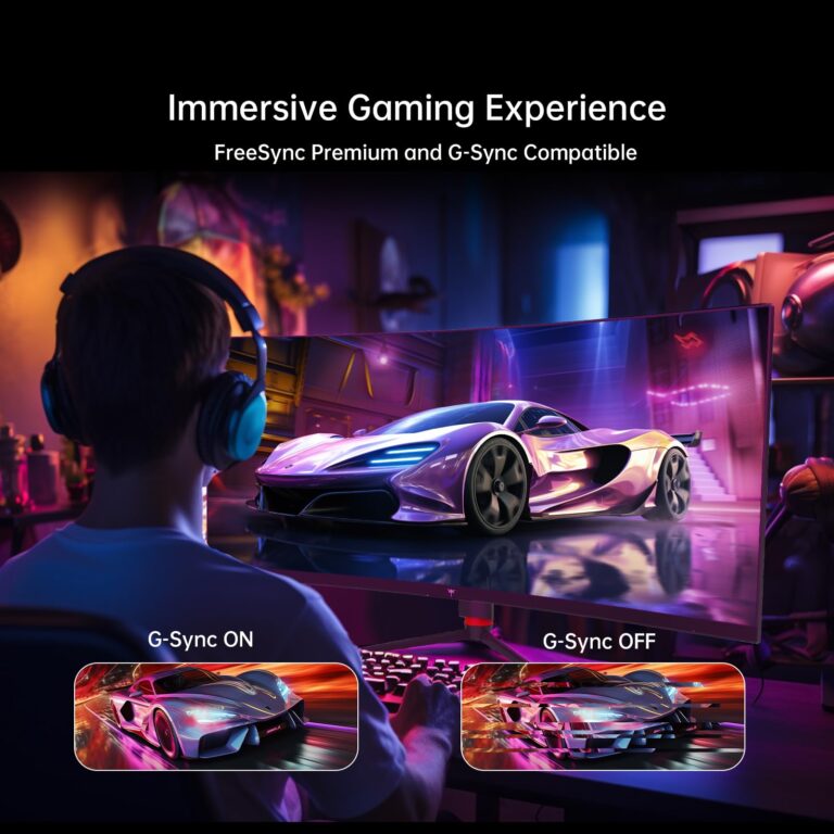 KTC 34'' Curved Ultrawide Gaming Monitor, 21:9, 3440x1440p 165Hz 1ms, 1500R Curved Monitor, Freesync G-sync, Picture by Picture,PIP, Height/Tilt/Swivel/Pivot - Image 6