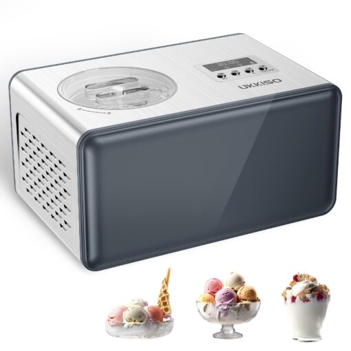 UKKISO 2-in-1 Ice Cream Maker & Yogurt Maker: 2.1Qt Automatic Ice Cream Maker Machine with Yogurt Mode, Stainless Steel Homemade Soft Serve Ice Cream Machine with Compressor for Home, Christmas Gift