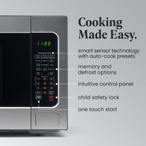 Farberware 1100W 2.2 cu ft Countertop Microwave Oven With Smart Sensor, LED Lighting, Child Lock - For Apartments and Dorms - Image 6