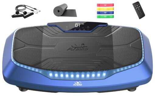 FLYBIRD 4D Vibration Plate 500 LBS Capacity, Oscillation, Linear, Pulsation Vibration Plate Exercise Machine, Triple Motors Vibration Plate for Lymphatic Drainage & Bone Density Building-Blue