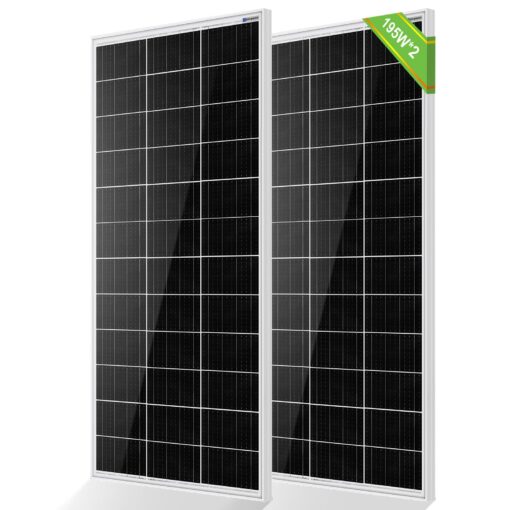 ECO-WORTHY Solar Panels 2pcs 195 Watt 18 Volt Monocrystalline Solar Panel Module Off Grid PV Power for 12V/24V Battery,Home, Camping, Boat, Shed Farm, RV