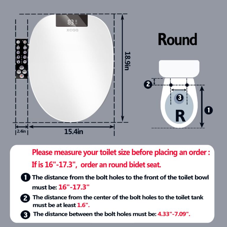 XCQQ Bidet Toilet Seat Round, Unlimited Warm Water, Heated Toilet Seat, Warm Air Dryer, Rear and Feminine Washing, Soft Closed Toilet Lid, Night Light, Smart Toilet Seat with Bidet Requires Outlet - Image 5