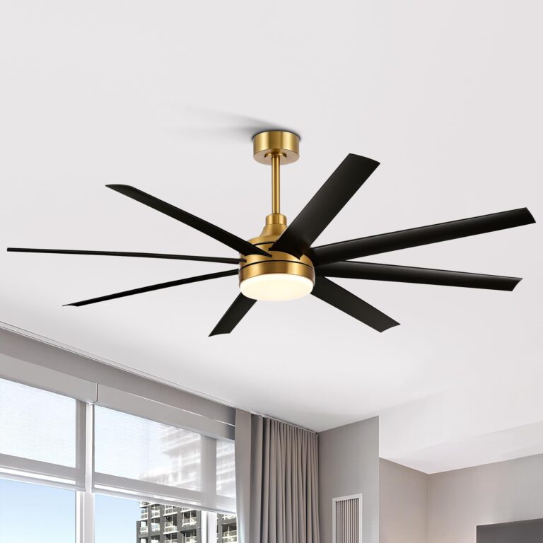 65 Inch Ceiling Fan with Light and Remote, 8-Blade, Reversible DC Motor, 6-Speed, Timer, Industrial Ceiling Fans with Led Light Chandelier for Bedroom Office (Gold & Black) - Image 9