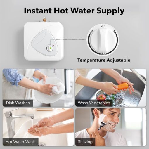 BN-LINK Electric Mini-Tank Water Heater 2.7 Gallon Under Sink Water Heater, 1440W Point of Use Demand for Instant Hot Water 120V, Compact Tank for Space Saving, ETL Listed - Image 5