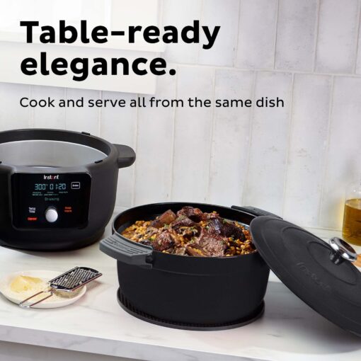 Instant Electric Round Dutch Oven, 6-Quart 1500W, From the Makers of Instant Pot, 5-in-1: Braise, Slow Cook, Sear/Sauté, Cooking Pan, Food Warmer, Enameled Cast Iron, Included Recipe Book, Black - Image 7