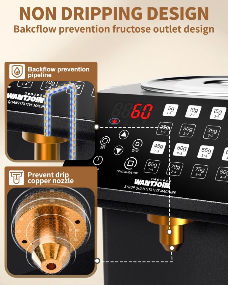 WantJoin Automatic Fructose Dispenser for Commercial, Stainless Steel Syrup Dispenser for Bubble Tea Equipment, Fructose Quantitative Machine with Measuring Cup, 8.45QT, Black - Image 5
