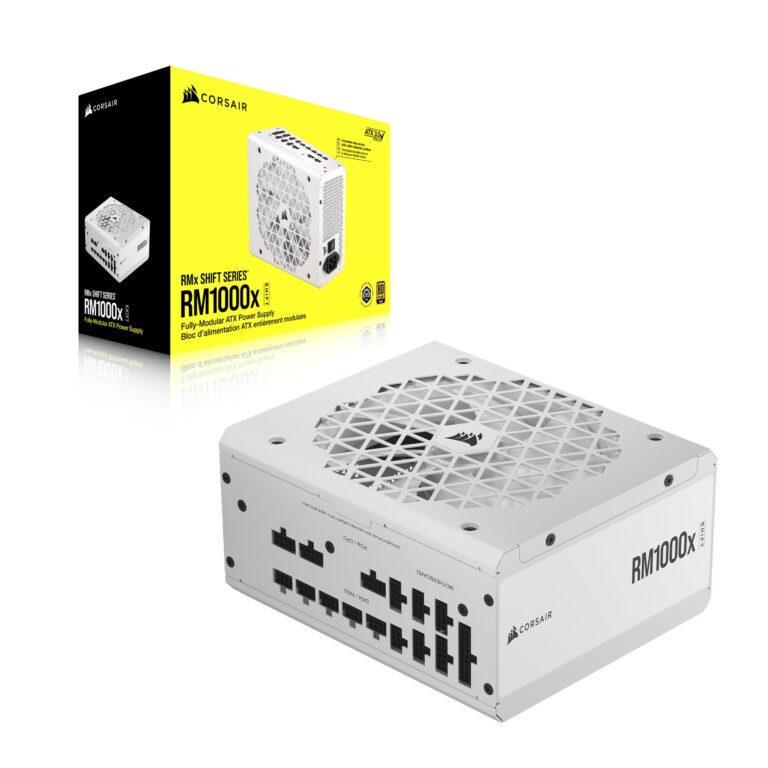 CORSAIR RM1000x Shift Fully Modular ATX Power Supply - 80 Plus Gold - ATX 3.0 - PCIe 5.0 - Zero RPM - Modular Side Interface - White - Image 2