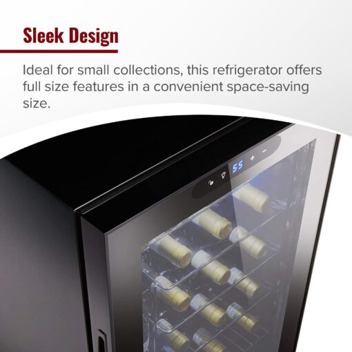 Wine Enthusiast 24-Bottle Compressor Wine Cooler with Upright Bottle Storage - Freestanding Wine Refrigerator with Digital Touchscreen and LED Temperature Display - Image 7