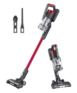 Eureka Lightweight Cordless Stick Vacuum Cleaner Convenient for Hard Floors, Rechargeable Handheld Vacuum Cleaner Portable with Powerful Motor Efficient Suction, RapidClean Pro NEC186, Rose Red