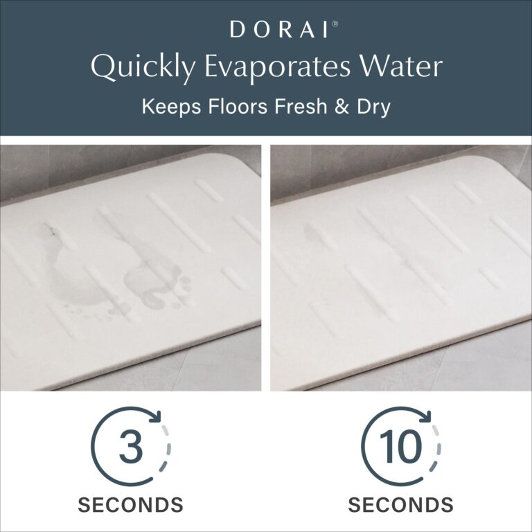 Dorai Home Bath Stone Mat 23.6"x15.4" (2-Pack) – Quick-Dry, Non-Slip Diatomite Stone Bath Mat, Rain Sandstone - Image 9