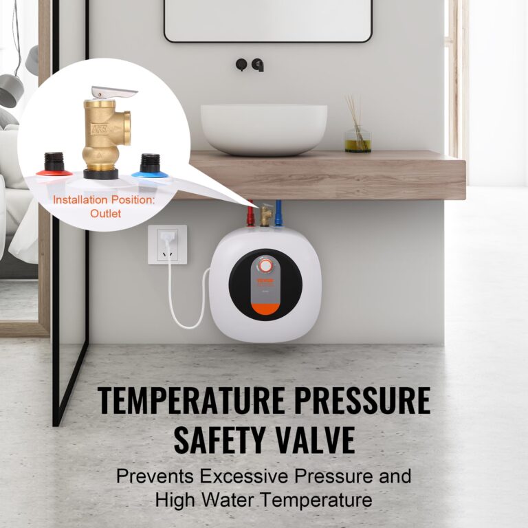 VEVOR Electric Mini-Tank Water Heater, 4-Gallon Tank Hot Water Boiler Storage, 1400W Power, Safety Temperature Pressure Valve Easy Install, for Kichen Bathroom Restaurant, Shelf Wall Floor Mounted - Image 5