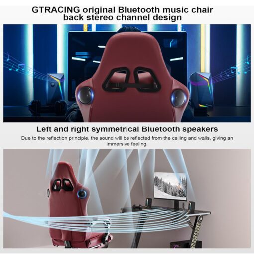 GTPLAYER Gaming Chair, Computer Chair with Footrest and Bluetooth Speakers, High Back Ergonomic Music Game Chair, Reclining Game Chair with Linkage Armrests for Adults and Kids (WineRed) - Image 9