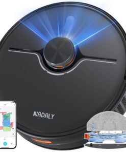 NADALY D200 Robot Vacuum and Mop Combo, Lidar Navigation Robot Vacuum Cleaner, 6000Pa Suction, 200Mins Runtime, Wi-Fi/App/Alexa Control, Self-Recharging Robotic Vacuum for Carpet Pet Hair Hard Floor