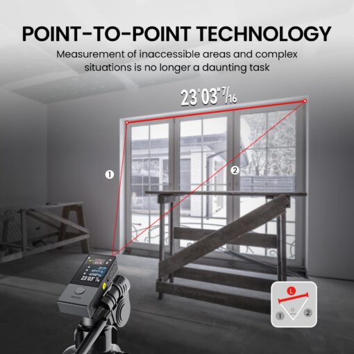 MILESEEY Laser Measuring Tool, 330Ft Laser Measurement Tool with Touchscreen Control, ±2mm Accuracy Laser Tape Measure with Laser Alignment, M/in/Ft Unit Switching, P2P, Real-time Data Sync - Image 7