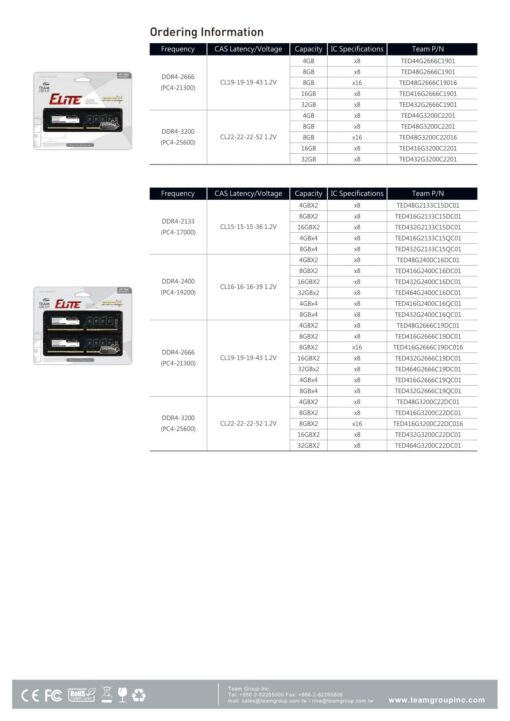 TEAMGROUP Elite DDR4 64GB Kit (2 x 32GB) 3200MHz (PC4-25600) CL22 Unbuffered Non-ECC 1.2V UDIMM 288 Pin PC Computer Desktop Memory Module Ram Upgrade - TED464G3200C22DC01 - Image 2