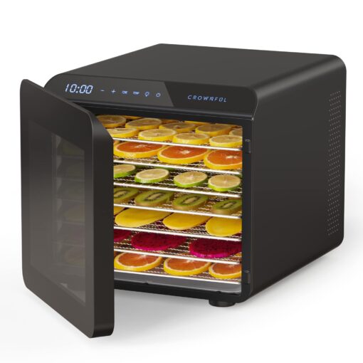 CROWNFUL Food Dehydrator Machine, 7 Stainless Steel Trays, Large Drying Space Dehydrated Dryer, Adjustable Timer and Temperature Control, Dryer for Jerky, Fruit, Meat, Herbs, 30+ Free Online Recipes