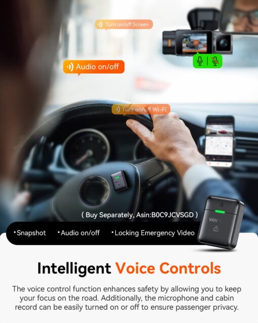 Vantrue N2X 2.7K Uber Dash Cam Front and Inside, 5G WiFi Dual Dash Camera for Car with HDR IR Night Vision, STARVIS 2, GPS, 2.5K/60FPS, LTE Support, 24/7 Parking Mode, Voice Control, Support 512GB Max - Image 3