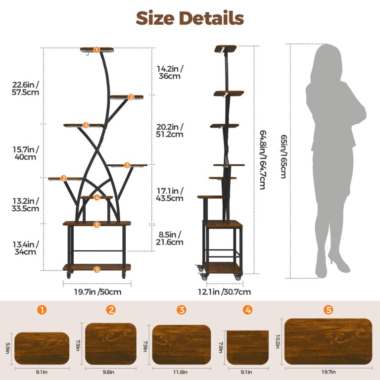 Plant Stand Indoor 2 Pack Plant Stand with Grow Light 8 Tiered 64" Tall Plant Shelf with Lights for Indoor Plants Multiple Corner Plant Stands Large Plant Rack Flower Holder for Living Room Patio - Image 6