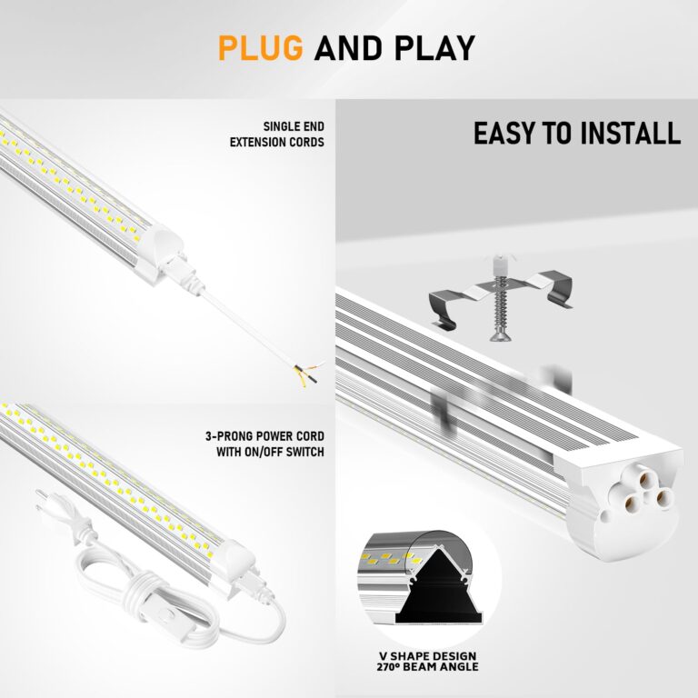 ONLYLUX 8ft LED Shop Light, 8' 100W 15000lm 6000K (12 Pack), 8 Foot Linkable led Shop Lights with Plug Fixture for Garage Workshop, T8 LED Tube Lights, High Output, - Image 4