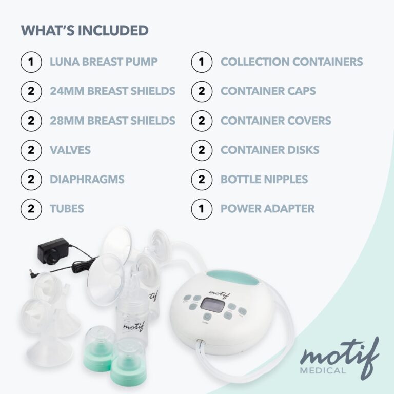 Motif Medical Luna Double Electric Breast Pump - Easy to Use, Quiet Motor, Built-in LED Night Light - Outlet Required - Image 5