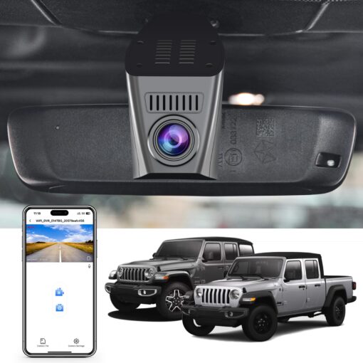 Mangoal 4K Dash Cam Custom Fit for Jeep Gladiator JT 2018 2019 2020 2021 2022 2023 2024 Mojave Overland & Wrangler JL 2018-2024 etc,Integrated OEM Look, UHD 2160P, App & WiFi,64GB Card