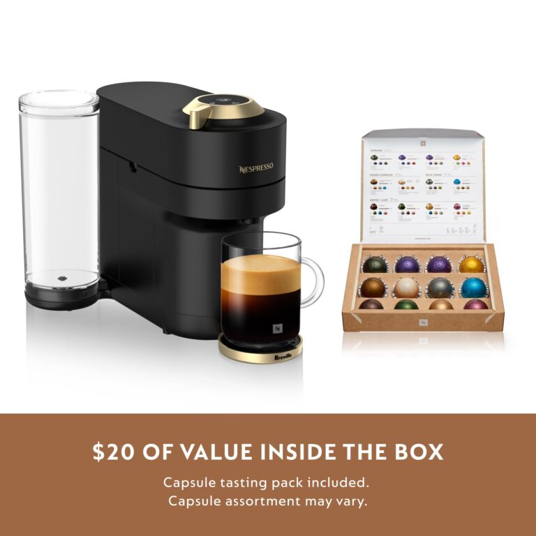 Nespresso Limited-Edition Vertuo Pop+ Deluxe Coffee and Espresso Maker by Breville with Milk Frother, Matte Black Gold - Image 2