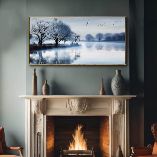SDYA White Canvas Wall Art Black Wall Decor Landscape Pictures for Living Room Bird Bedroom Decor Tree Modern Artwork Decoration 24x48in - Image 5