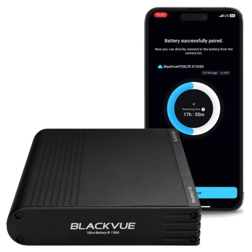 Blackvue Ultra Battery B-130A | Fast Charging Dash Cam Battery Pack, Up to 30 Hours Parking Mode, 12V/24V, USB Power, Smart App & Cloud Monitoring