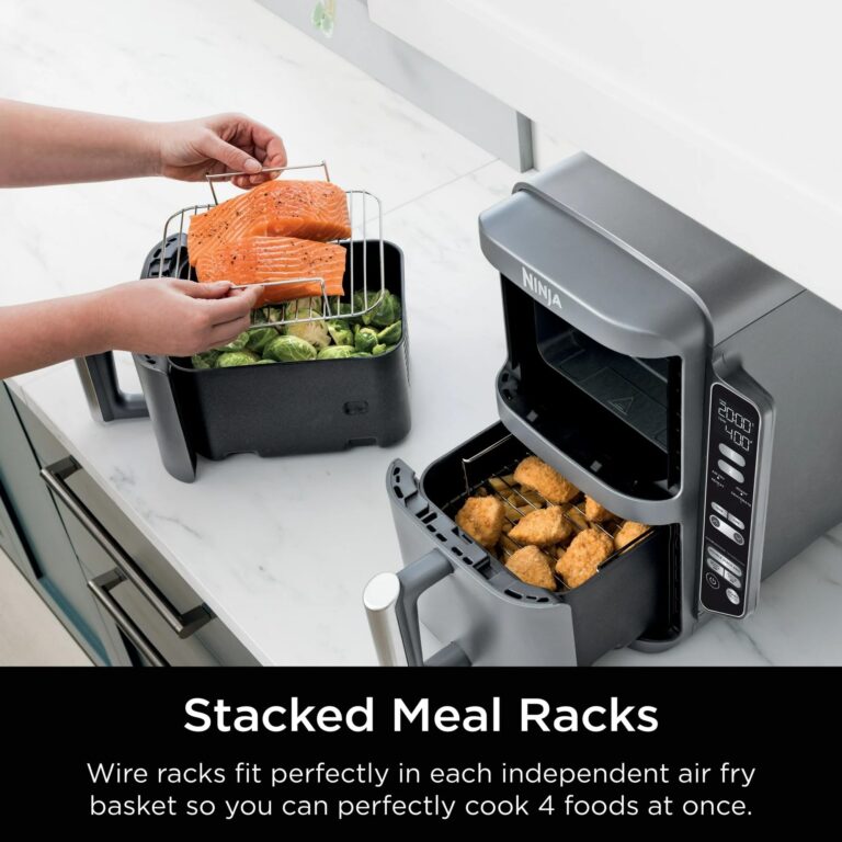 Ninja SL400 DoubleStack XL 2-Basket Air Fryer, Cooks 4 Foods at Once, Compact Design, 10 QT, 4-in-1, Smart Finish & Match Cook, Air Fry, Broil, Bake, Easy Meals, Easy Clean, Grey (Renewed) - Image 6