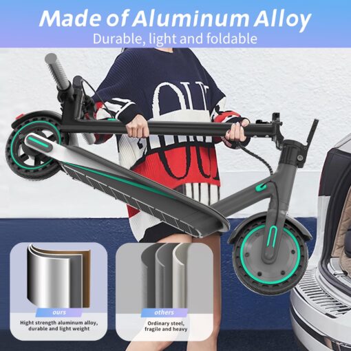 Electric Scooter for Adults, Up to 19 Mph, 19 Miles Range & 264 lbs Load, Aluminum Alloy E-Scooter with 350W Motor, Foldable Escooter with Dual Braking System and App Control (Blue) - Image 6