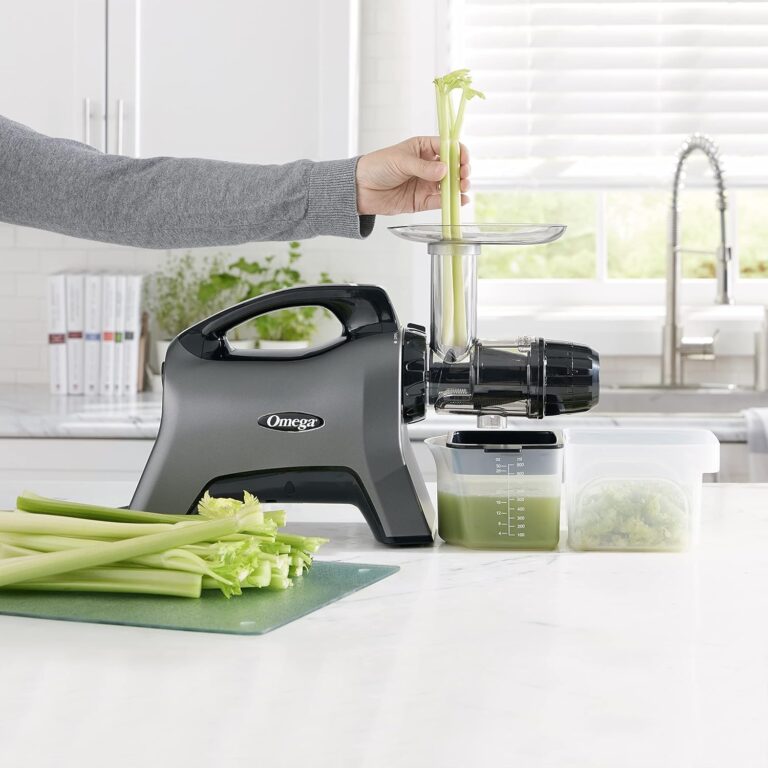 Omega Celery Juicer and Nutrition System Masticating Juicer, Cold Press Juicer Machine For Celery with Adjustable Dial, 200-Watt, Silver - Image 8