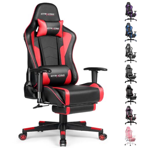 GTRACING Gaming Chair with Footrest Speakers Video Game Chair Bluetooth Music Heavy Duty Ergonomic Computer Office Desk Chair