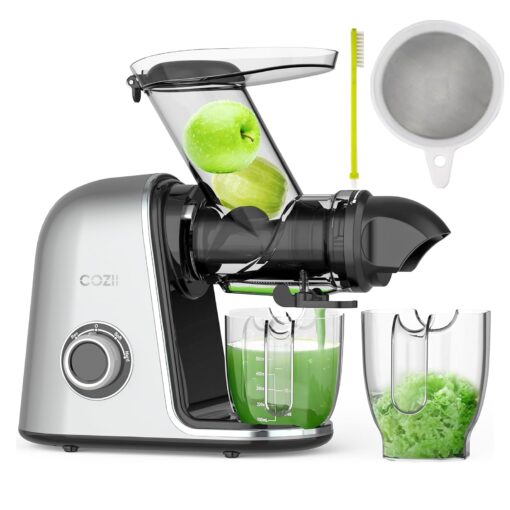 Juicer Machines, COZII Cold Press Juicer Extractor, Slow Masticating Juicer Soft/hard Mode, 3.6" Large Feed Chute For Vegetable and Fruit, Easy to Clean, Quiet Motor, High Juice Yield, Dishwasher Safe