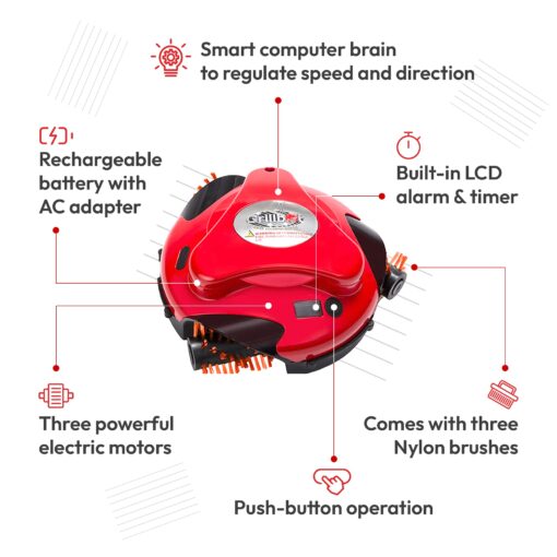 Grillbot Automatic Grill Cleaning Robot with Nylon Brushes, BBQ Grill Cleaner, Grill Brush, Grill Scraper, BBQ Accessories (Red Grillbot) - Image 4