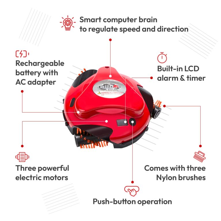 Grillbot Automatic Grill Cleaning Robot with Nylon Brushes, BBQ Grill Cleaner, Grill Brush, Grill Scraper, BBQ Accessories (Red Grillbot) - Image 4