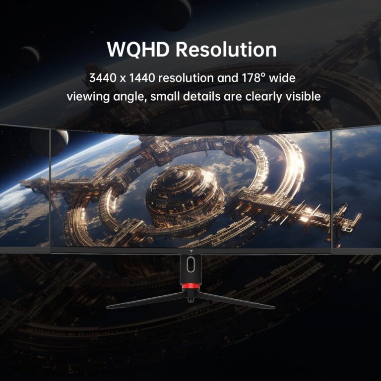 KTC 34 Inch Ultrawide Monitor, 165Hz WQHD 3440X1440 Curved Gaming Monitor, 1500R PC Monitor, HDR, FreeSync & G-Sync, HDMI, DisplayPort, VESA, Tilt Swivel Height Pivot Adjustment, H34S18S - Image 4