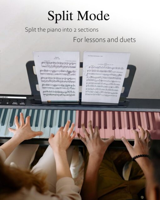 Longeye Piano Keyboard 88 Keys Compact Portable Digital Piano for Beginners with Semi-Weighted Full-Size Keys, Stand, Headphones, Sustain Pedal, Carrying Case, White - Image 4