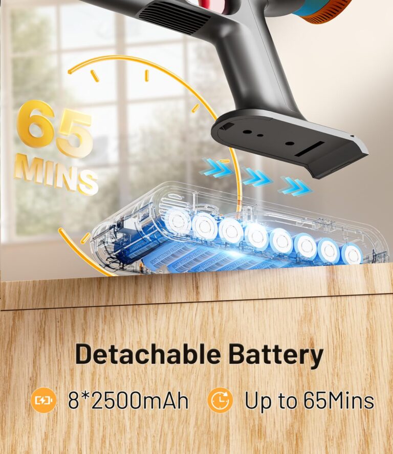 KARDV Cordless Vacuum Cleaner, 45Kpa/550W Stick Vacuum with Touch Screen, Max 65Mins Vacuum Cleaners for Home, Upgraded Green Light & Anti-Tangle Wireless Vacuum for Pet Hair/Carpet/Hardwood Floor - Image 7
