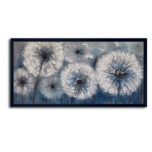 Dandelion Wall Art Blue Large Picture for Living Room Canvas Art Wall Decor Above Bed Wall Decor White Flower Artwork for Walls Wall Paintings Modern Art Aall Decor Framed Wall Art for Bedroom 29×58IN - Image 2