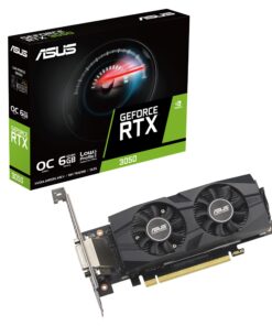 ASUS GeForce RTX™ 3050 LP BRK OC Edition 6GB GDDR6 (IP5X dust Resistance, Dual Ball Bearings, Stainless Steel Bracket, PCIe 4.0, DLSS 3, HDMI 2.1, DisplayPort 1.4a, DVI-D and More)