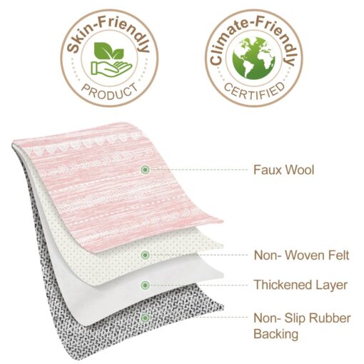 Pink Rugs for Bedroom Girls: 8x10 Washable Boho Large Neutral Cute Soft Area Rug Modern Indoor Floor Non Slip Accent Carpet for Living Room Nursery Kids Playroom Preppy Room Dorm Baby Room Decor - Image 2